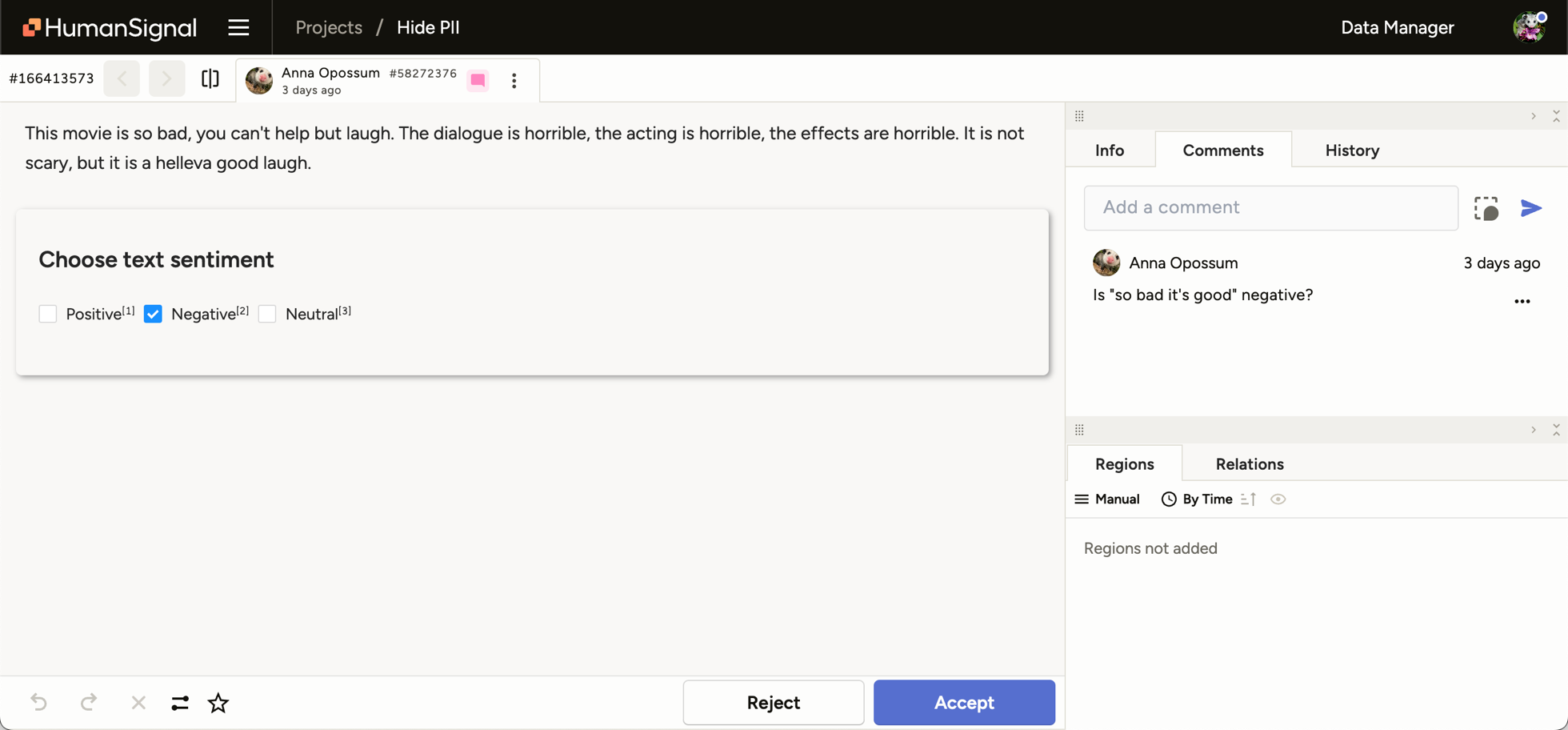 Screenshot of warning